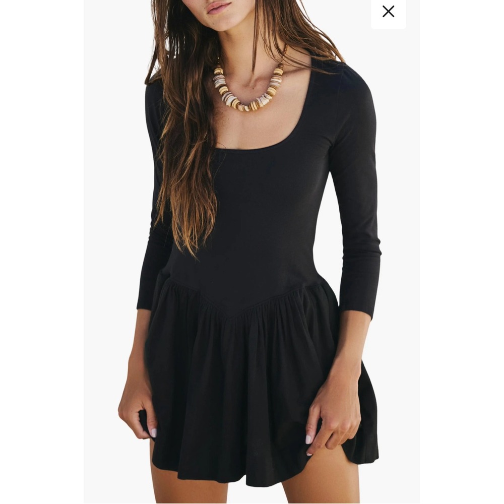 Free People Onda Cotton Mini Dress sz M Balletcore BabyDoll Boho Grunge